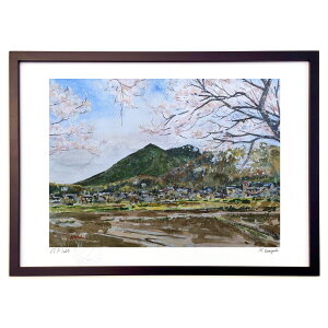 版画 春の訪れ (tama)インテリア 壁掛け 額入り 風景画 ポスター アート リビング 玄関に飾る 風水 プレゼント モダン アートフレーム