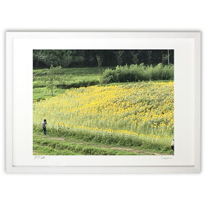 版画 ひまわり畑 (金木犀)インテリア 壁掛け 額入り 風景画 ポスター アート リビング 玄関に飾る 風水 プレゼント モダン アートフレーム
