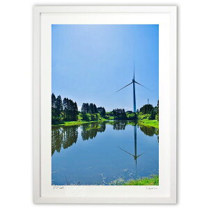 版画 風車の風景 (mitan)インテリア 壁掛け 額入り 風景画 ポスター アート リビング 玄関に飾る 風水 プレゼント モダン アートフレーム