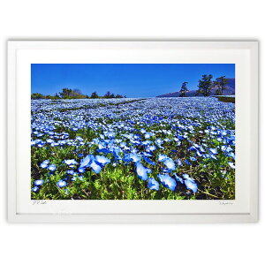 版画 空の青と大地の青 (mitan)インテリア 壁掛け 額入り 風景画 ポスター アート リビング 玄関に飾る 風水 プレゼント モダン アートフレーム