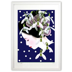 版画 snow drop (白川哲治)インテリア 壁掛け 額入り 風景画 ポスター アート リビング 玄関に飾る 風水 プレゼント モダン アートフレーム