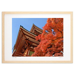版画 紅葉 (mii7aa)インテリア 壁掛け 額入り 風景画 ポスター アート リビング 玄関に飾る 風水 プレゼント モダン アートフレーム