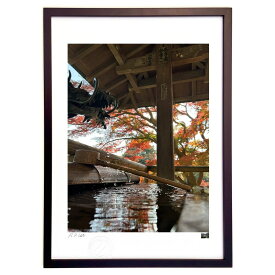 版画 秋空と紅葉 (マッキー)インテリア 壁掛け 額入り 風景画 ポスター アート リビング 玄関に飾る 風水 プレゼント モダン アートフレーム