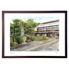 版画 旧渋沢邸 (ゆきお)インテリア 壁掛け 額入り 風景画 ポスター アート リビング 玄関に飾る 風水 プレゼント モダン アートフレーム