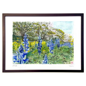 版画 カサバルピナス (ゆきお)インテリア 壁掛け 額入り 風景画 ポスター アート リビング 玄関に飾る 風水 プレゼント モダン アートフレーム