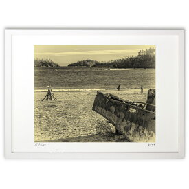 【スーパーSALE半額】版画 海 (白ウサギ)インテリア 壁掛け 額入り 風景画 ポスター アート リビング 玄関に飾る 風水 プレゼント モダン アートフレーム