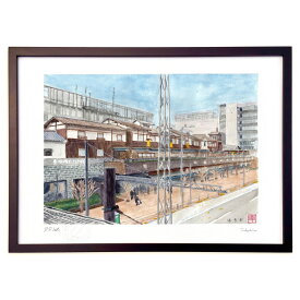 版画 豊洲場外市場 (ゆきお)インテリア 壁掛け 額入り 風景画 ポスター アート リビング 玄関に飾る 風水 プレゼント モダン アートフレーム