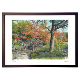 版画 桜花亭 (ゆきお)インテリア 壁掛け 額入り 風景画 ポスター アート リビング 玄関に飾る 風水 プレゼント モダン アートフレーム