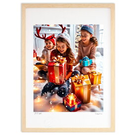 版画 クリスマスプレゼントの山 (空木眠兎)インテリア 壁掛け 額入り 風景画 ポスター アート リビング 玄関に飾る 風水 プレゼント モダン アートフレーム