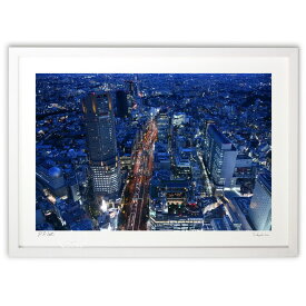 版画 東京夜景 (かさこ)インテリア 壁掛け 額入り 風景画 ポスター アート リビング 玄関に飾る 風水 プレゼント モダン アートフレーム