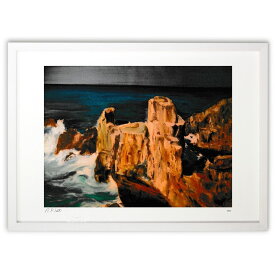 版画 夕暮れの東尋坊 (Madam K)インテリア 壁掛け 額入り 風景画 ポスター アート リビング 玄関に飾る 風水 プレゼント モダン アートフレーム