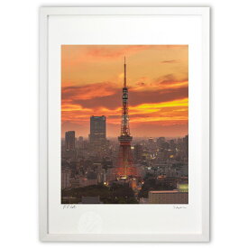 版画 Tokyo tower (Kouki)インテリア 壁掛け 額入り 風景画 ポスター アート リビング 玄関に飾る 風水 プレゼント モダン アートフレーム