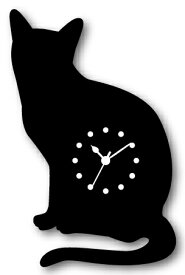 時計 Silhouette Clock Cat/掛け時計 置き時計 ウォールクロック インテリア 壁掛け 時刻 ギフト プレゼント 新築祝い おしゃれ 飾る かわいい アート Mサイズ