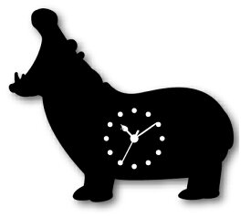 時計 Silhouette Clock Hippopotamus/掛け時計 置き時計 ウォールクロック インテリア 壁掛け 時刻 ギフト プレゼント 新築祝い おしゃれ 飾る かわいい アート Mサイズ