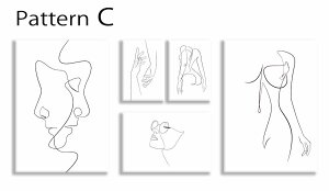 【抽選ポイント100%バック】キャンバスパネル ラインアート Line Art Series- ラインアート 5枚セット 3Lサイズ シンプル インテリア アート 入門 絵画 おしゃれ 壁掛け 絵