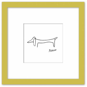 【抽選ポイント100%バック】名画 ラインアート パブロ・ピカソ 署名入り Le chien 犬 ナチュラルフレーム ゆうパケット Sサイズ 額入り シンプル インテリア アート 入門 絵画 おしゃれ 壁掛け