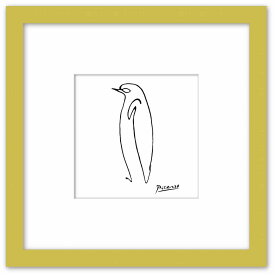 名画 ラインアート パブロ・ピカソ 署名入り Le Pingouin ペンギン ナチュラルフレーム ゆうパケット Sサイズ 額入り シンプル インテリア アート 入門 絵画 おしゃれ 壁掛け 絵