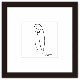 名画 ラインアート パブロ・ピカソ 署名入り Le Pingouin ペンギン ブラックフレーム Mサイズ 額入り シンプル インテリア アート 入門 絵画 おしゃれ 壁掛け 絵