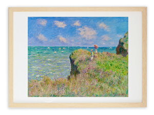 【抽選ポイント100%バック】版画 絵画 名画 プールヴィルの断崖の散歩(1882) クロード・モネ インテリア 壁掛け 額入り アート アートパネル モダン アートフレーム おしゃれ