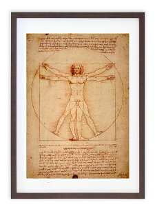 【抽選ポイント100%バック】版画 絵画 名画 ウィトルウィウス的人体図(1490頃) レオナルド・ダ・ヴィンチ インテリア 壁掛け 額入り アート アートパネル モダン アートフレーム おしゃれ