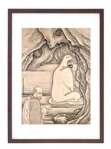 【抽選ポイント100%バック】版画 絵画 名画 日本画 慧可断臂図 (えかだんぴず) 雪舟 インテリア 壁掛け 額入り アート アートパネル モダン アートフレーム おしゃれ