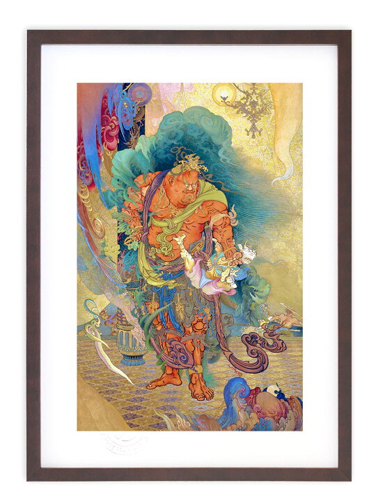 楽天市場】版画 絵画 名画 日本画 仁王捉鬼図 (におうそっきず） 狩野 