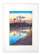 川瀬巴水 版画 絵画 名画 日本画 ＜東京十二題＞木場の夕暮 インテリア 壁掛け 額入り アート アートパネ…