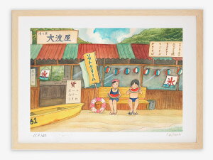 【抽選ポイント100%バック】絵画 海の家/インテリア 壁掛け 額入り 額装込 風景画 油絵 ポスター アート アートパネル リビング 玄関 プレゼント モダン アートフレーム おしゃれ 飾る