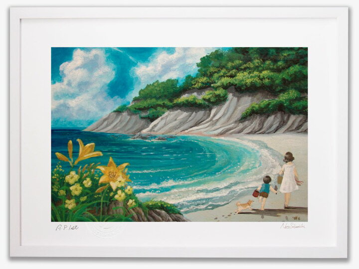 楽天市場】絵画 浜辺/インテリア 壁掛け 額入り 額装込 風景画 油絵 