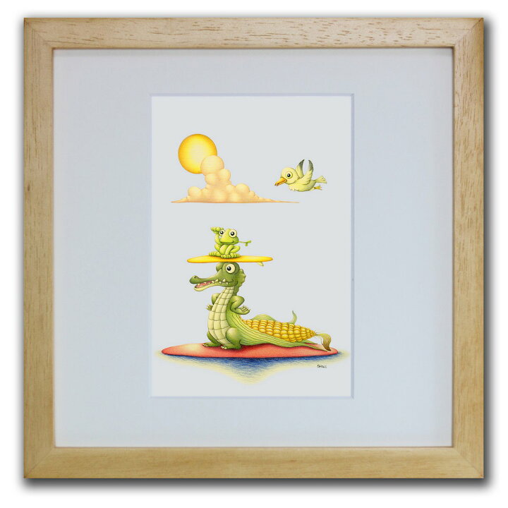 楽天市場 色鉛筆画 版画 ゆうパケット もろこし ワニ Shoji インテリア 壁掛け 額入り 額装込 風景画 油絵 ポスター アート アートパネル リビング 玄関 プレゼント モダン アートフレーム おしゃれ 飾る Sサイズ 巣ごもり 絵画 壁飾り 風景専門店あゆわら