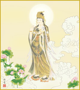 【抽選ポイント100%バック】色紙 色紙掛けなし 色紙絵 和風 雲上観音 小川伯堂 モダン 掛軸 床の間 和室 おしゃれ 壁掛け 絵