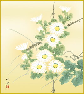 【抽選ポイント100%バック】色紙 色紙掛けなし 色紙絵 和風 菊花 モダン 掛軸 床の間 和室 おしゃれ 壁掛け 絵