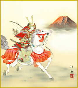 【抽選ポイント100%バック】色紙 色紙掛けなし 色紙絵 和風 白馬武者 モダン 掛軸 床の間 和室 おしゃれ 壁掛け 絵