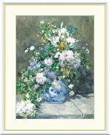 【スーパーSALE10％OFF】名画 油絵 春のブーケ ルノワール 手彩仕上 高精細巧芸画/インテリア 額入り 額…