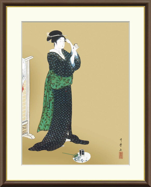 楽天市場】10年保証 名画 油絵 夏姿美人図 喜多川歌麿 手彩仕上 高精細 