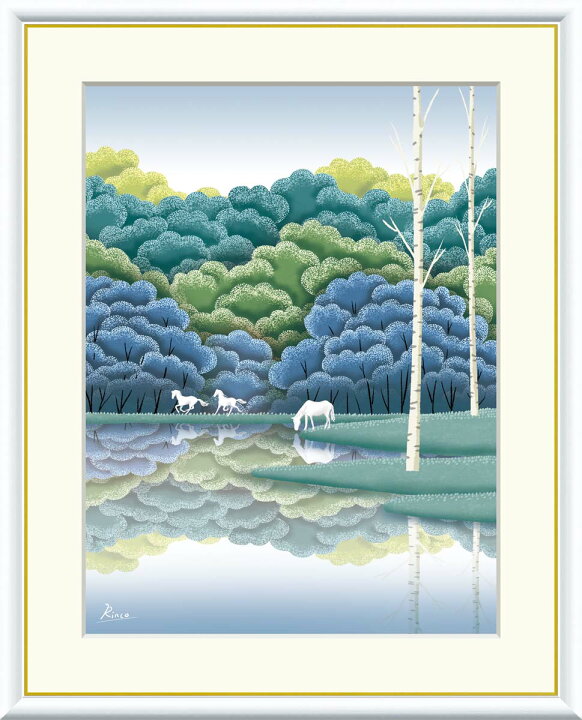 楽天市場】10年保証 名画 油絵 湖畔黎明 竹内凛子 手彩仕上 高精細巧芸 