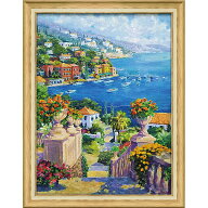 【スーパーSALE10％OFF】絵画 ジュリアン アスキンス サマー コーブ/インテリア 額入り 額装込 風景画 油…