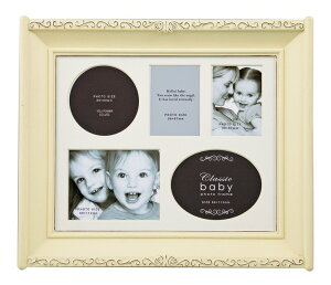 【抽選ポイント100%バック】フォトフレーム クラシック ベビー フォトフレーム 5ウインドー(アイボリー)/インテリア 壁掛け 立てかけ 記念 写真 飾り ギフト プレゼント 出産祝い 結婚祝