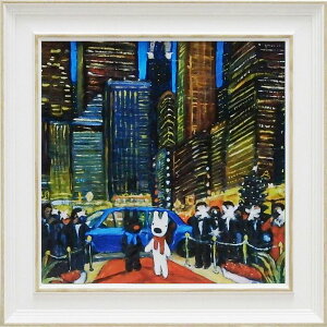 【抽選ポイント100%バック】アートフレーム リサとガスパール「ニューヨークの夕べ」Mサイズ/インテリア 額入り 額装込 風景画 油絵 ポスター アート アートパネル リビング 玄関 プレゼン