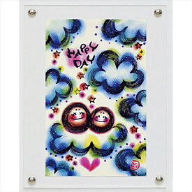 絵画 ゆうパケット わだの めぐみ「HAPPY DAY」/インテリア 額入り 額装込 風景画 油絵 ポスター アート アートパネル リビング 玄関 プレゼント モダン アートフレーム 飾る Sサイズ おしゃれ 壁掛け 絵