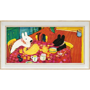 【抽選ポイント100%バック】アートフレーム リサとガスパール アートフレーム「おかしづくり(ワイドSサイズ)」/インテリア 額入り 額装込 風景画 油絵 ポスター アート アートパネル リ