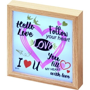 アートフレーム LED 木製ボックスフレーム 〜ヒーリング シリーズ〜「ハロー ラブ(スクエア)」/インテリア 額入り 額装込 風景画 油絵 ポスター アート アートパネル リビング 玄関 プレゼ