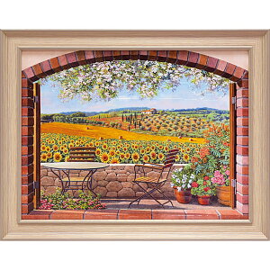 【抽選ポイント100%バック】絵画 アンドレア デル ミッシャー「ヴェルソ レ コッリーネ」/インテリア 額入り 額装込 風景画 油絵 ポスター アート アートパネル リビング 玄関 プレゼント