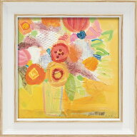 絵画 ゆうパケット ファリダ ザマン「ミスティ イエロー フローラル」/インテリア 額入り 油絵 ポスター …