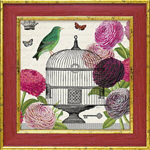 【抽選ポイント100%バック】絵画 スー シェルバッハ「バードケージ ファウナ2」/額入り 額装込 風景画 絵画 アート リビング 玄関 トイレ インテリア かわいい 壁飾り 癒やし プレゼント ギ