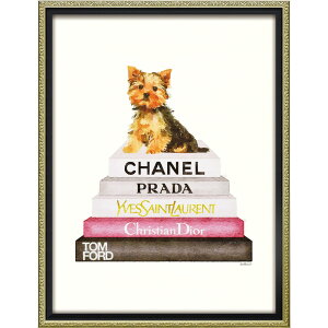 絵画 オマージュ キャンバスアート「ヨーキー ブックスタック(Mサイズ)」/インテリア モダン アート ディスプレイ スタイリッシュ 店舗 部屋に飾る絵 ギフト ポスター プレゼント リビン