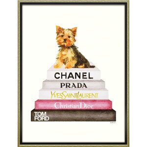 絵画 オマージュ キャンバスアート「ヨーキー ブックスタック(Lサイズ)」/インテリア モダン アート ディスプレイ スタイリッシュ 店舗 部屋に飾る絵 ギフト ポスター プレゼント リビン