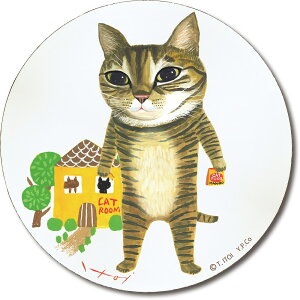 壁掛け 糸井忠晴 木製ラウンドアート「きなこ(Mサイズ)」 ゆうパケット インテリア 飾る 木製 アート 飾り 猫 かわいい イラスト 円形 丸い ねこの絵 ギフト プレゼント 贈り物 リビング