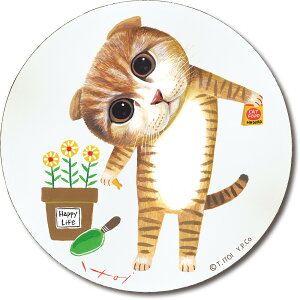 壁掛け 糸井忠晴 木製ラウンドアート「マロン(Lサイズ)」 ゆうパケット インテリア 飾る 木製 アート 飾り 猫 かわいい イラスト 円形 丸い ねこの絵 ギフト プレゼント 贈り物 リビング