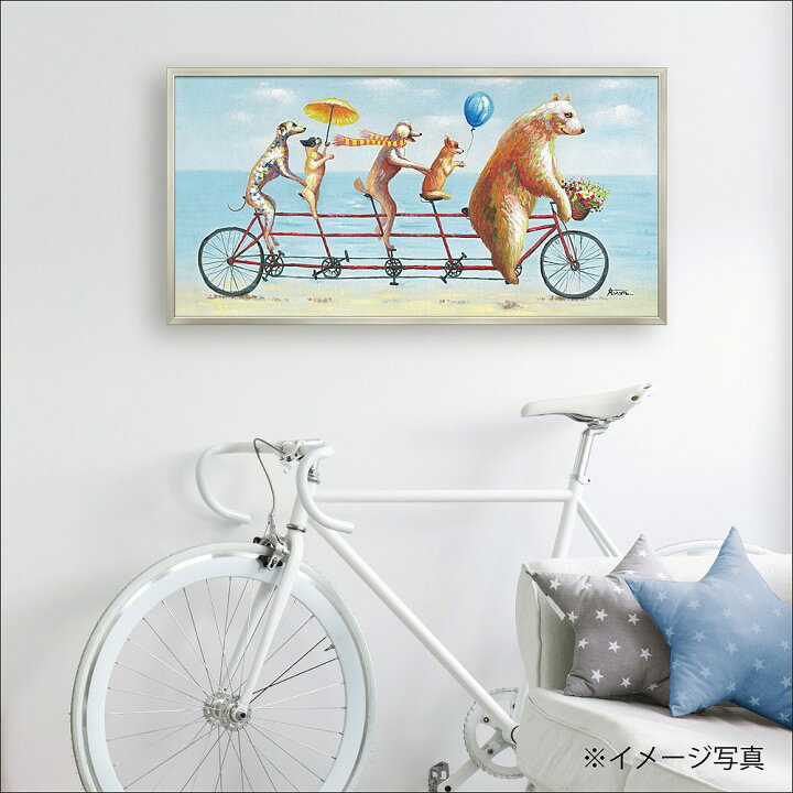 楽天市場】絵画 オイル ペイント アート「アニマル サイクリング 